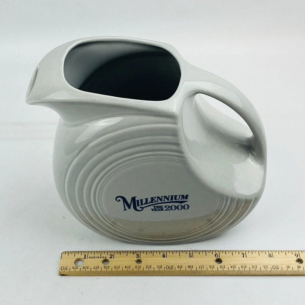 Fiesta The Year 2000‎ Pearl Gray Large Disk Pitcher Millennium Fiestaware HLC